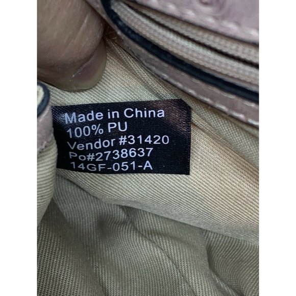 Guess Faux Ostrich Stud Purse with Chain Strap Tan Nude Beige Authentic - Picture 10 of 10